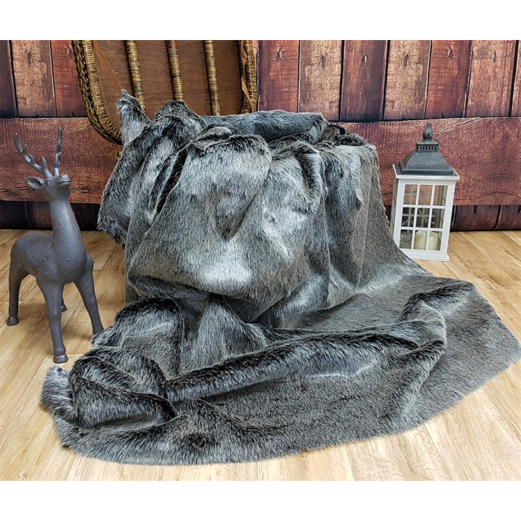 Union Rustic Abequa Arctic Wolf with Cuddle Soft Velboa Blanket